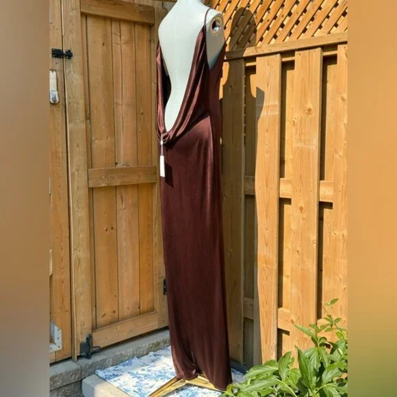 🆕 RAT & BOA 🧿 NWT Deia Slinky Little Brown Jersey Dress, Sz L US 8 - Picture 9 of 15